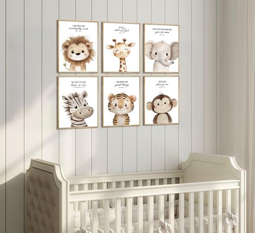 6Pcs Nursery Bible Verse Animal Wall Art Cute Woodland Animals Christian - Image 5