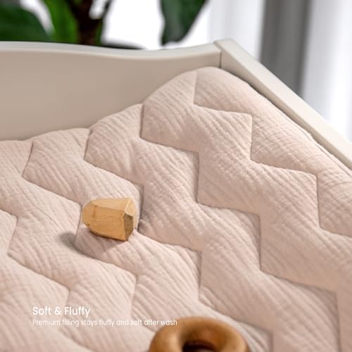 lulumoon Muslin Changing Pad Cover: Quilted Cotton Gentle on Baby's Skin - Image 4