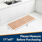 Chenille Bathroom Runner Rug 17"x47" Peach, Plush Bath Mat - Image 2