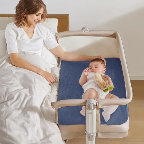 lulumoon Muslin Bassinet Sheets 3Pack: Fitted Most Bedside Sleeper Mattress - Image 3