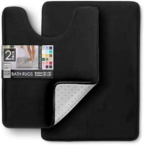 Clara Clark 2 Piece Bathroom Rugs, Velvet Memory Foam Bath Mat Set, Non-Slip - Image 3