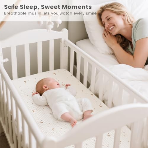 Konssy 2 Pack Muslin Bassinet Sheets - Image 2