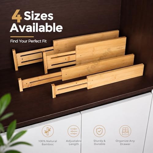 Fabsome Drawer Divider 6 Pack, Bamboo Dresser Organizers - Image 6