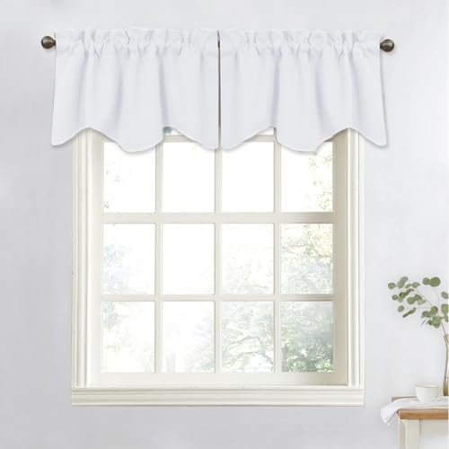 NICETOWN 6 Panels Pure White Bathroom Window Valances, Thermal Insualted Rod - Image 3