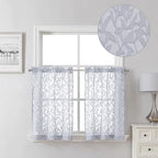 Lecloud Leia Light Grey 2 PCS Sheer Kitchen Curtains 30 Inch Length, Breathable by Lecloud