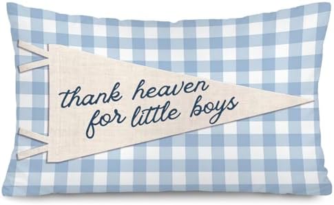 Thank Heaven for Little Boys 12x20 Pillow Cover, Boy Nursery Decor by Unknown