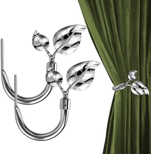 HIKMLK Leaf Shaped Curtain Tieback Holdbacks 2pcs, Handmade Metal Curtain Side by HIKMLK