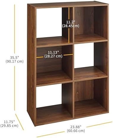 Whitmor 6 Cube Bookcase Storage Organizer, 3 Tier Stackable MDF Bookshelf - Image 2