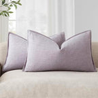 Foindtower Decorative Linen Lumbar Throw Pillow Covers 12x20 Light Purple by Foindtower