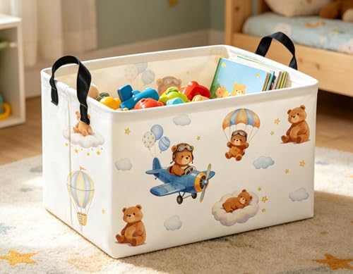 Rectangle Kids Baskets Bear Basket Cute Storage Bin Organizer Boys Box - Image 4