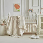 Lace Ruffle Crib Bedding Set 3 Pieces Baby Boho Lace Quilted Comforter by Uozzi+Bedding