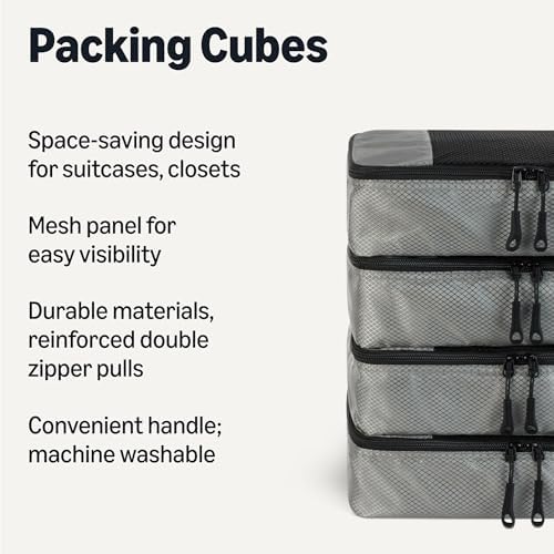 Amazon Essentials 4-Piece Packing Cubes Travel Accessories Set, Space-Saving - Image 2
