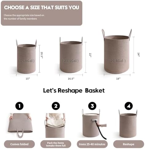 Laundry Basket Hamper Tall Rope Storage Woven - Image 3