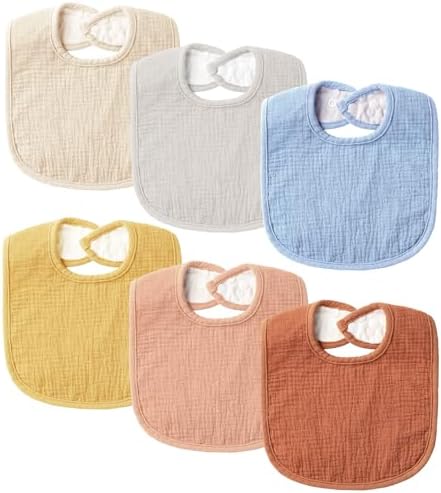 POIKSHARK 6-Pack Muslin Baby Bibs by POIKSHARK