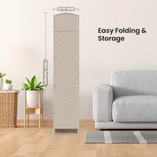 8 Panel Folding Room Divider, Woven Privacy Screen - Image 7
