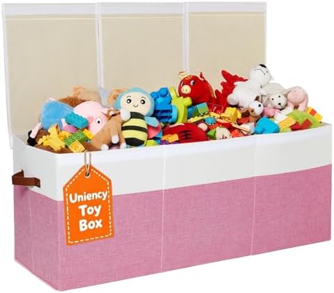 Extra Large Toy Box with Lid, Collapsible Toy Storage Chest Bin by Uniency