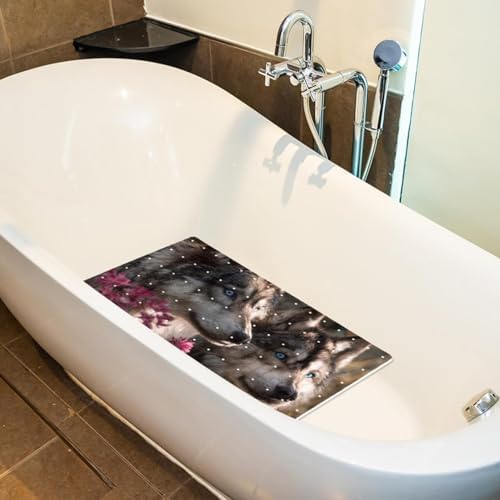 Bathtub Mat Non Slip 26.8x15.1In, Wolf Bath Mat - Image 5