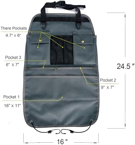 Car Seat Back Organizer with Multiple Pockets and Hooks - Image 2
