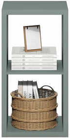 Furinno Cubicle 2-Cube Book Shelf, Extra Thick Frame Bookshelf, Sage Green - Image 7
