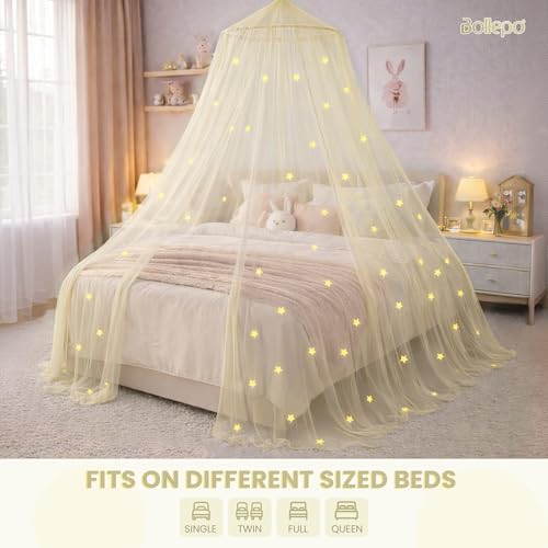 Bollepo Yellow Bed Canopy for Girls - Image 2