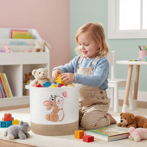 Toy Storage Baskets Woven Cotton Rope Storage Basket - Image 2