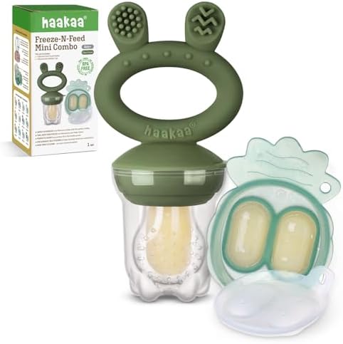 Haakaa Baby Fruit Food Feeder & Mini Freezer Nibble Tray Combo, Breastmilk by haakaa