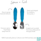 Bumkins Toddler Utensils, Kids Size Fork and Spoon Set, Silicone and - Image 5