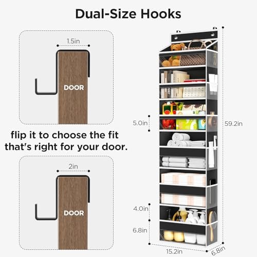 Over The Door Organizer 6 Tiers, Behind The Door Storage Hanging Shelves - Image 3