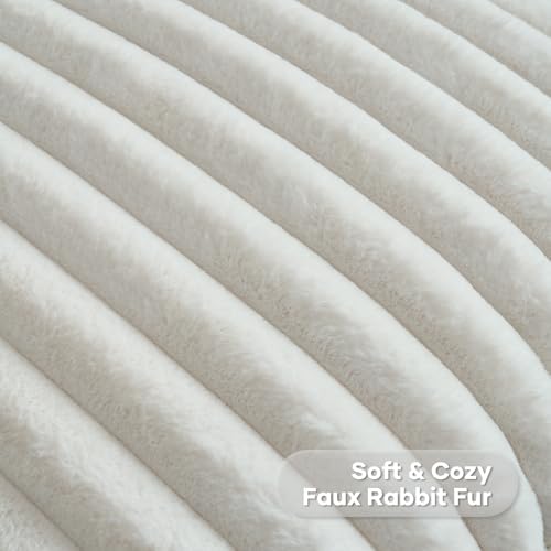 FUTEI Pack of 2 Faux Fur Throw Pillow Covers 20x20 Inch, Cream White - Image 2
