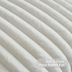 FUTEI Pack of 2 Faux Fur Throw Pillow Covers 24x24 Inch, Cream White - Image 2