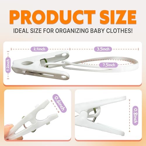 HASHI Baby Clothes Hangers Clips 36 Pack, Kids Pants Closet Organizer - Image 6