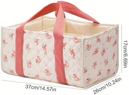 Floral Diaper Caddy Organizer, Cute Floral Nursery Storage Basket Gift - Image 5