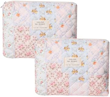 uekeboag 2Pcs Quilted Cotton Makeup Bag, Cosmetic Bag by uekeboag
