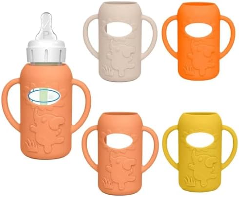 4 Pack Silicone Sleeves for Dr. Brown's Glass Baby Bottles, Anti Breakage Baby by WAJIAYON