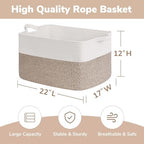 Goodpick 75L Extra Large Woven Blanket Basket, Light Brown - Image 3