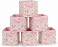 6 Pcs Pink Western Cube Storage Bins 12.5 Inch Cowgirl Storage Basket by BBSET