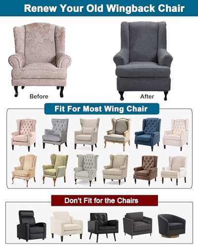CRFATOP Wingback Chair Covers Wing Armchair Slipcovers - Image 4
