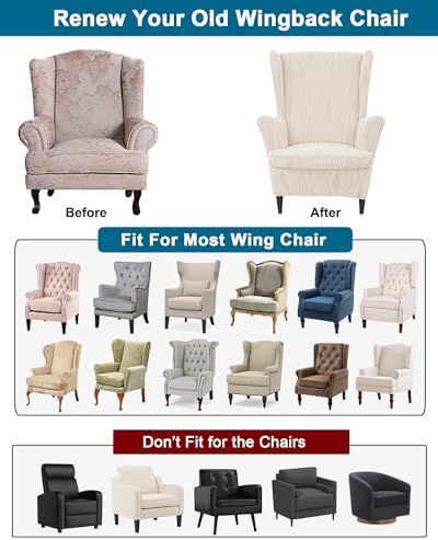 CRFATOP Wingback Chair Covers Wing Armchair Slipcovers - Image 4