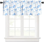 Blue Bow Valance for Girls Bedroom, Watercolor Ribbon Bow Princess Romantic by JanJCurt