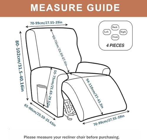 Recliner Chair Covers 4-Pieces Recliner Slipcovers Lazy Boy Chair Covers - Image 4