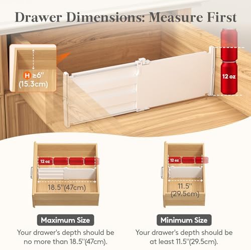 Lifewit 6" Tall Drawer Dividers, Adjustable Deep Drawer Organizer Clothes - Image 3