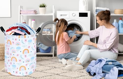 Round Laundry Hamper Storage Basket Bins Clothes Nursery Hamper - Image 2
