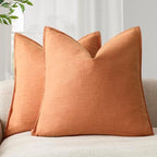 Foindtower Linen Solid Decorative Throw Pillow Covers 18x18 Dusty Orange by Foindtower