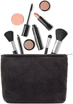 Flat Makeup Bag for Women, Zipper Cosmetic Pouch for Purse, Corduroy Black - Image 4