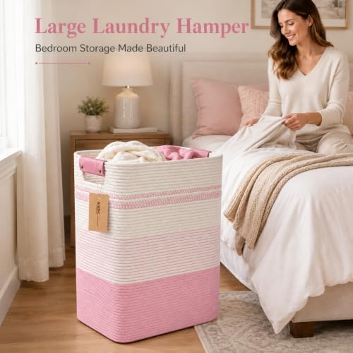 Laundry Hamper, Cotton Rope Laundry Basket - Image 3