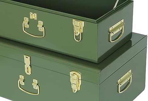 Vixdonos Metal Trunk Decorative Storage Box Set of 2 College Dorm Chest - Image 4