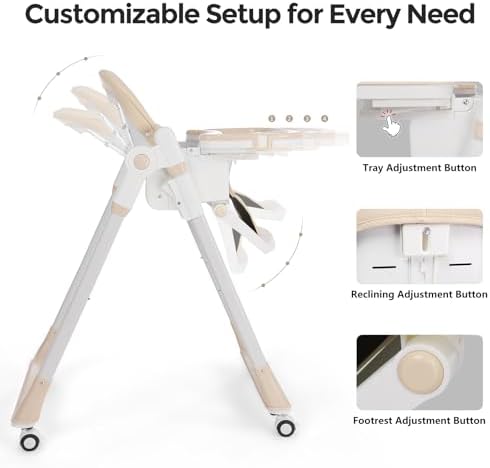 Cochildor 3-in-1 Baby High Chair, Foldable High Chair - Image 3