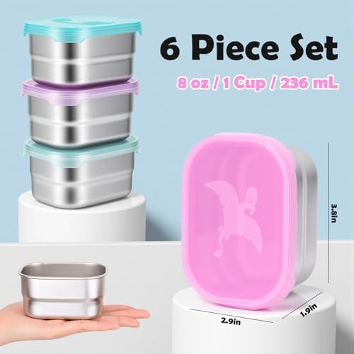 Tanjiae 6-Pack 8oz Small Stainless Steel Snack Containers - 230mL Leakproof - Image 3