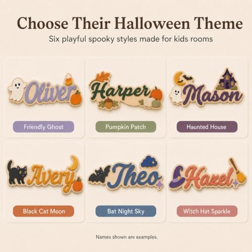 Custom Wooden Name Sign, Personalized Halloween Kids Room Door & Wall Decor - Image 2