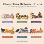Custom Wooden Name Sign, Personalized Halloween Kids Room Door & Wall Decor - Image 2
